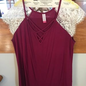 Light maroon lace sleeved  blouse